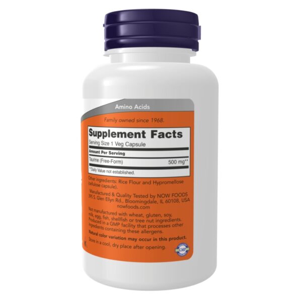 Taurine 500 mg supplement facts
