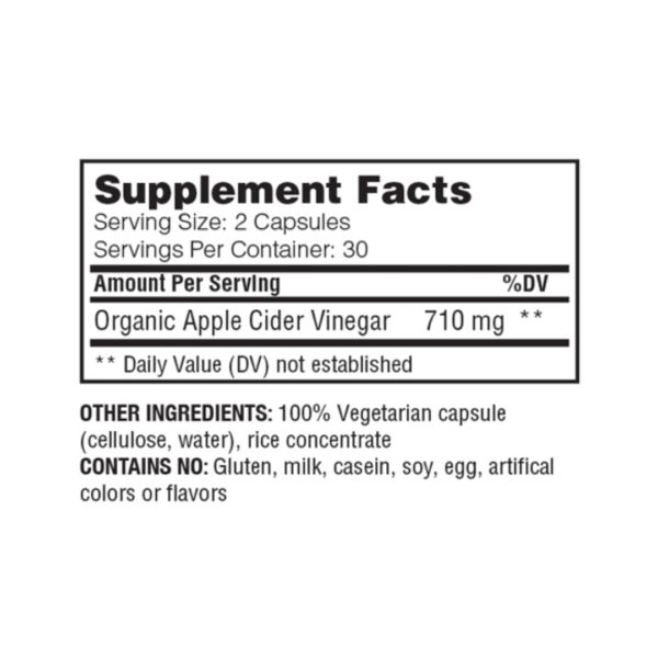 Apple Cider Vinegar supplement facts
