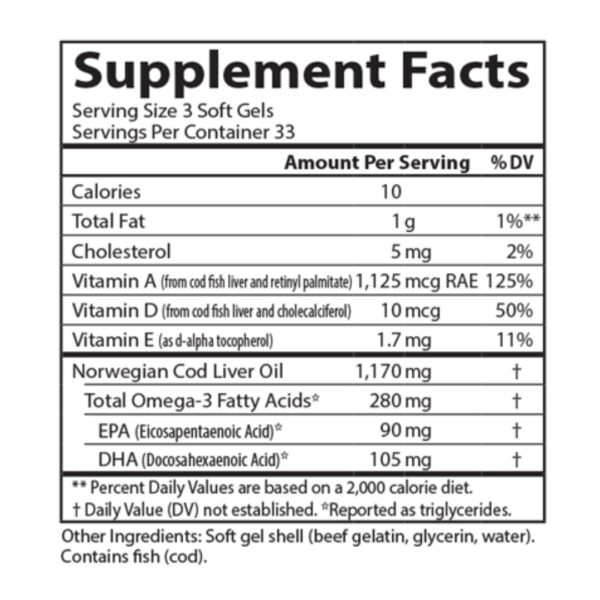 Cod Liver Oil Minis supplement facts
