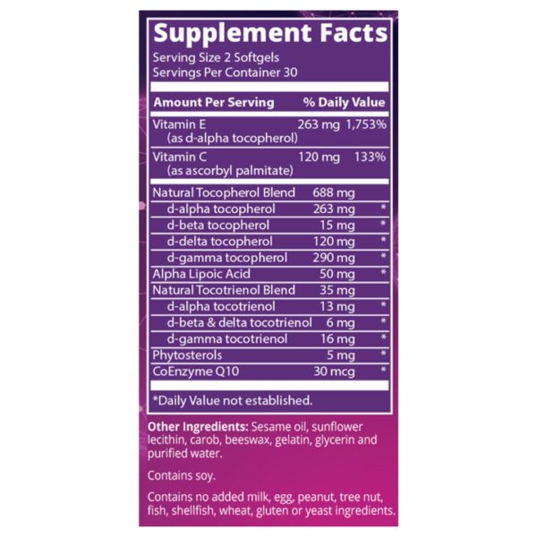 Complete E supplement facts
