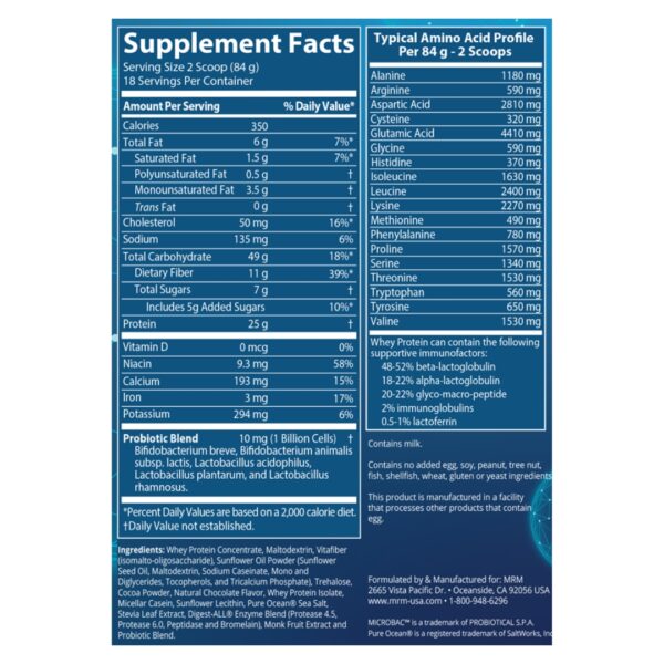 Gainer Chocolate supplement facts
