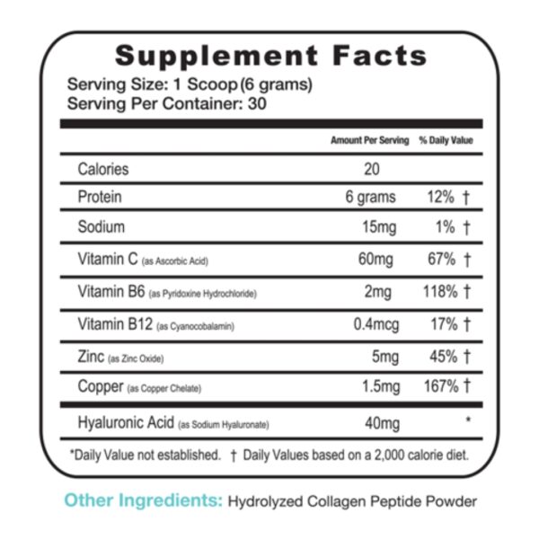 Hyaluronic Acid Collagen Peptides supplement facts