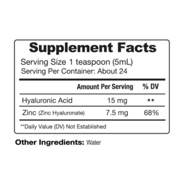 Hyaluronic Acid Zinc supplement facts