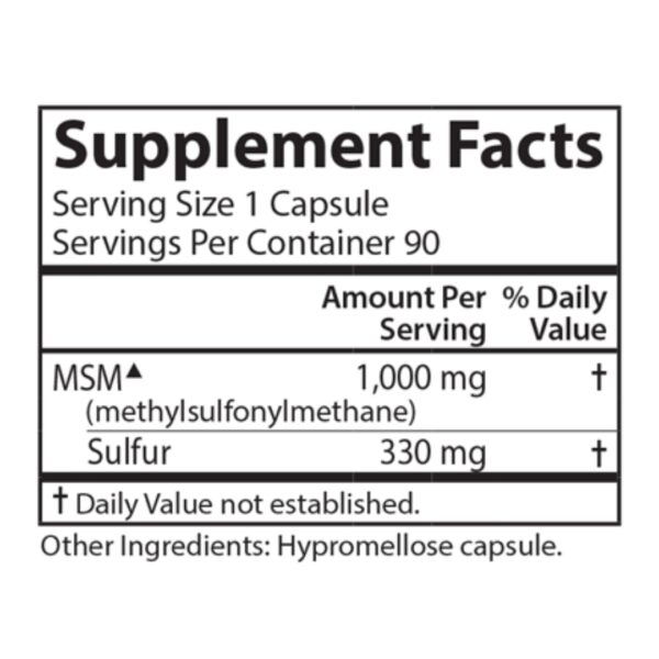 M S M Sulfur supplement facts