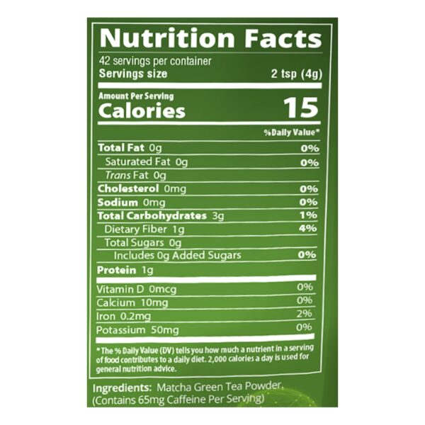 Matcha Green Tea Powder supplement facts