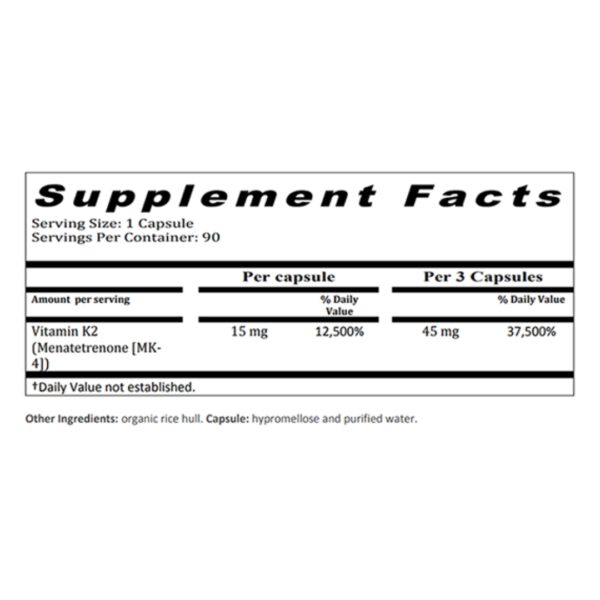 Peak K2 supplement facts