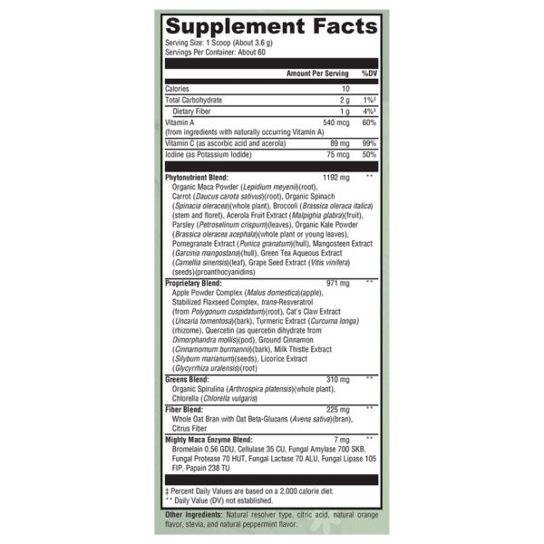 Mighty Maca supplement facts