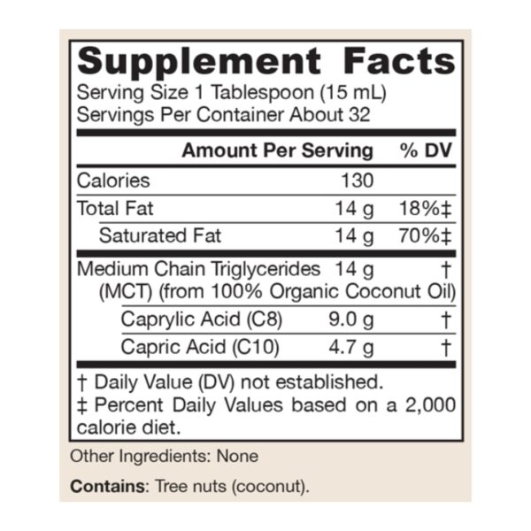 Organic MCT Oil supplement facts